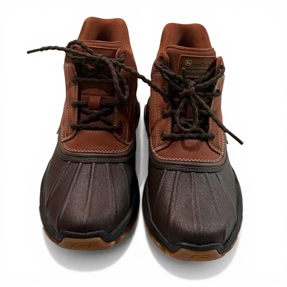 John Deere Skechers‎ Slip-ins Waterproof Duck Boots Mens 8.5 Brown 256026 NWOB
